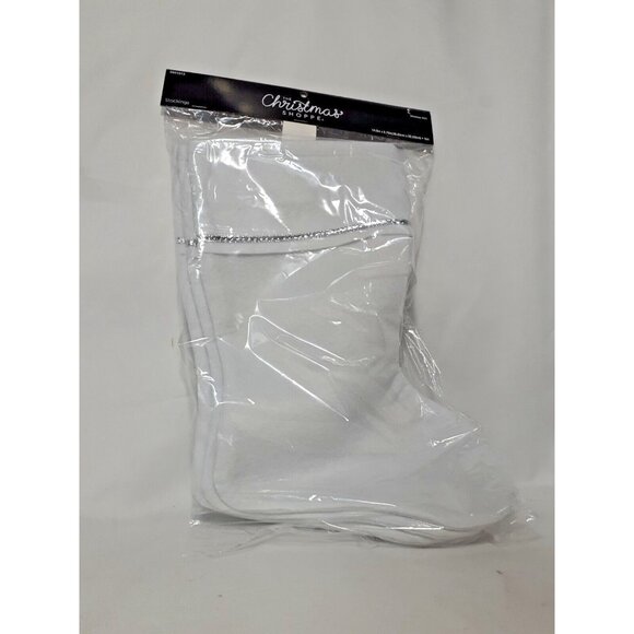 NEW Christmas Shoppe 🎄4 Pk Blank Christmas Stockings 14.5" x 8.75" White. - Picture 1 of 4
